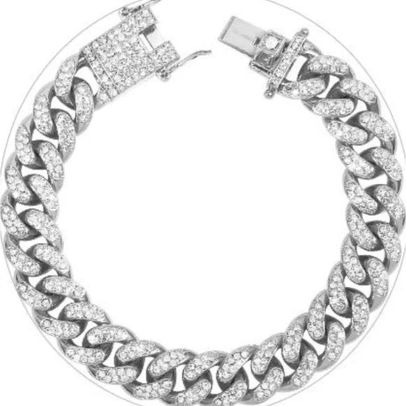 New Cuban Chains 18K white gold Plated Iced-Out Necklace - Picture 4 of 8